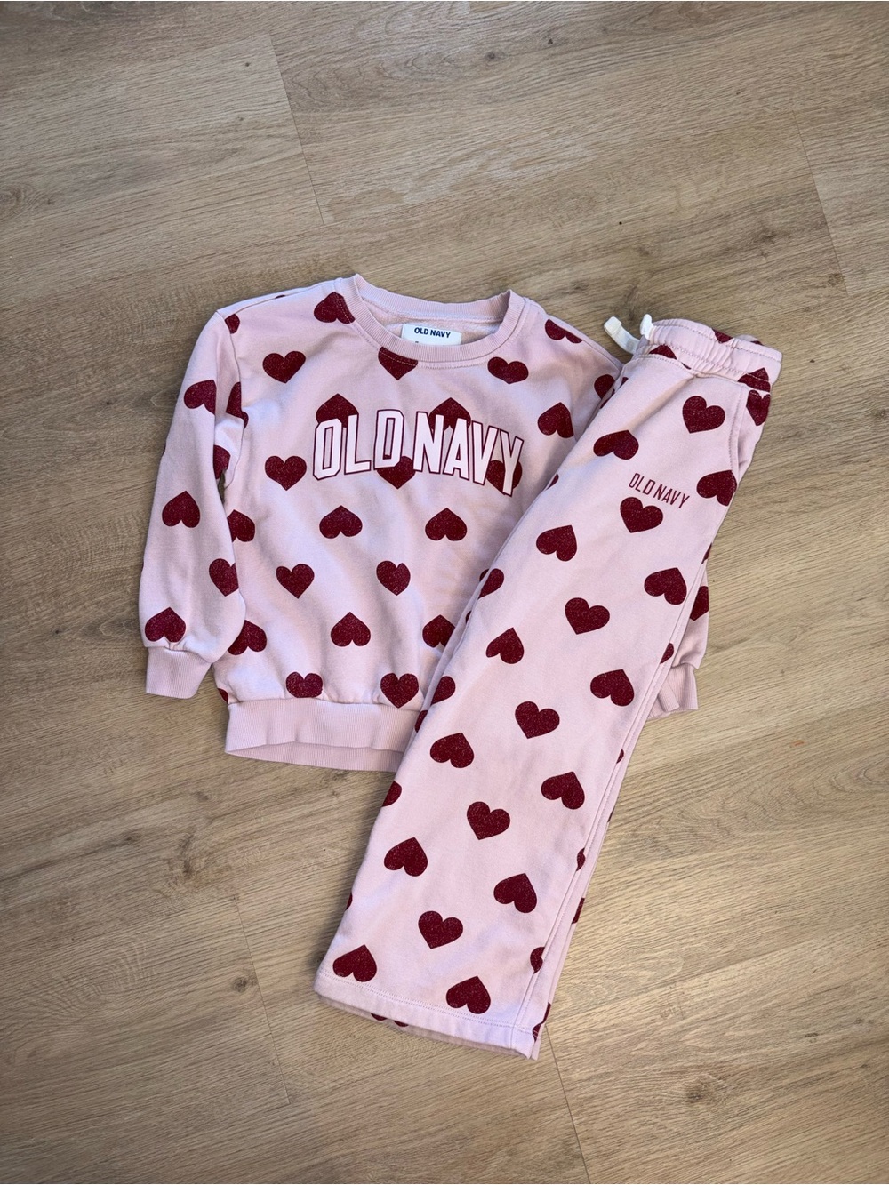 Old Navy Pink Heart Print jogger set